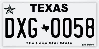 TX license plate DXG0058