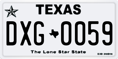 TX license plate DXG0059