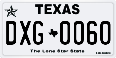 TX license plate DXG0060