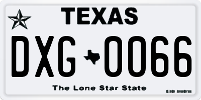 TX license plate DXG0066