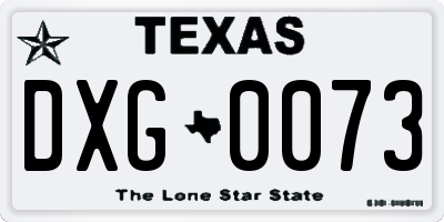 TX license plate DXG0073