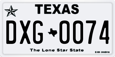 TX license plate DXG0074
