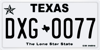 TX license plate DXG0077