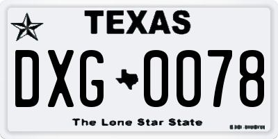 TX license plate DXG0078