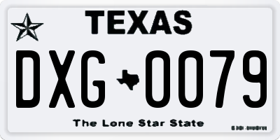 TX license plate DXG0079