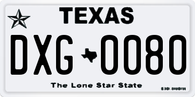 TX license plate DXG0080
