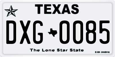 TX license plate DXG0085