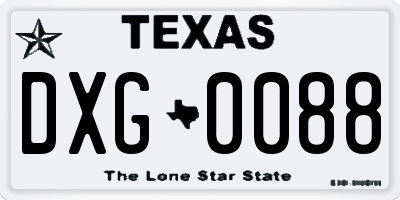 TX license plate DXG0088