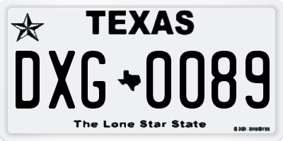 TX license plate DXG0089