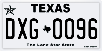 TX license plate DXG0096