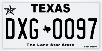 TX license plate DXG0097