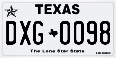 TX license plate DXG0098