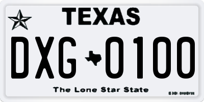 TX license plate DXG0100