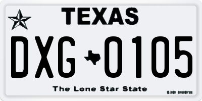 TX license plate DXG0105