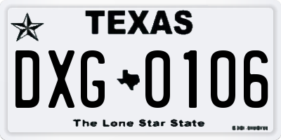 TX license plate DXG0106