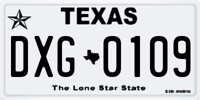 TX license plate DXG0109