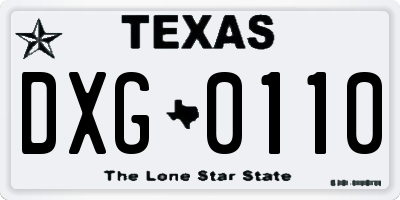 TX license plate DXG0110