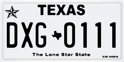 TX license plate DXG0111