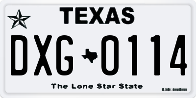 TX license plate DXG0114