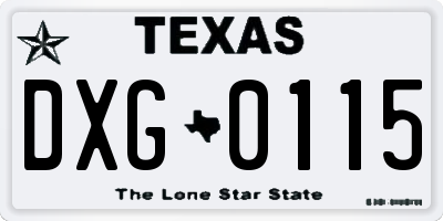 TX license plate DXG0115