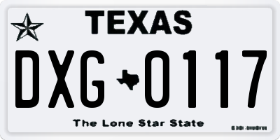 TX license plate DXG0117