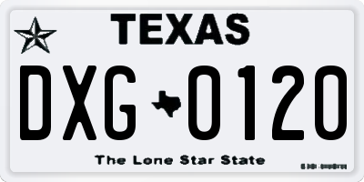 TX license plate DXG0120