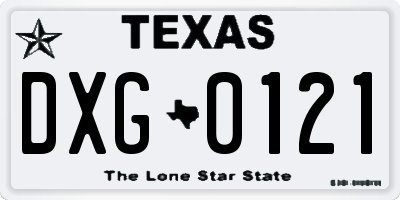 TX license plate DXG0121