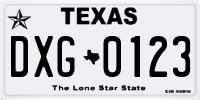 TX license plate DXG0123
