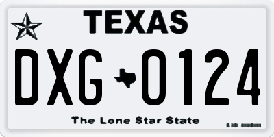 TX license plate DXG0124