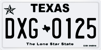 TX license plate DXG0125