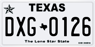 TX license plate DXG0126