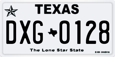 TX license plate DXG0128