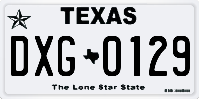 TX license plate DXG0129