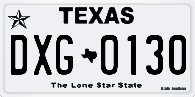 TX license plate DXG0130
