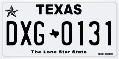 TX license plate DXG0131