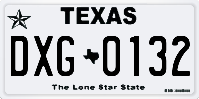 TX license plate DXG0132