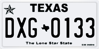 TX license plate DXG0133