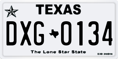 TX license plate DXG0134