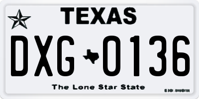 TX license plate DXG0136