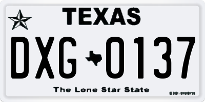 TX license plate DXG0137