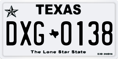 TX license plate DXG0138