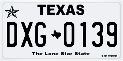 TX license plate DXG0139