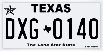 TX license plate DXG0140