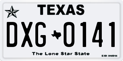 TX license plate DXG0141