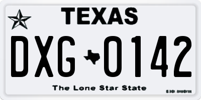 TX license plate DXG0142