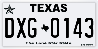 TX license plate DXG0143