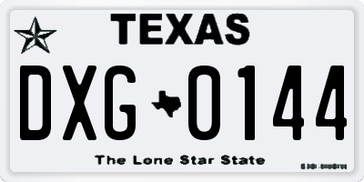 TX license plate DXG0144