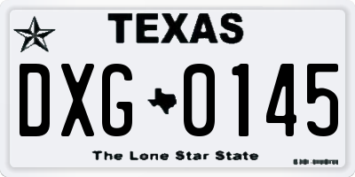 TX license plate DXG0145