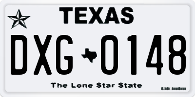 TX license plate DXG0148