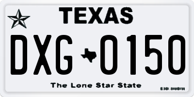 TX license plate DXG0150